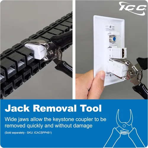 Miniatura 9 de ICC Conector Keystone HDMI de 90 grados, acoplador HDMI hembra a hembra, inserto de ángulo recto para placa de pared, estilo HD, blanco, individual