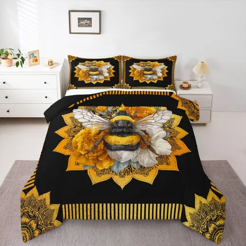 Miniatura 25 de Erosebridal Edredón de árbol de la vida, ropa de cama bohemia con diseño de mariposa y mariposa, edredón de fase lunar hippie, edredón acolchado
