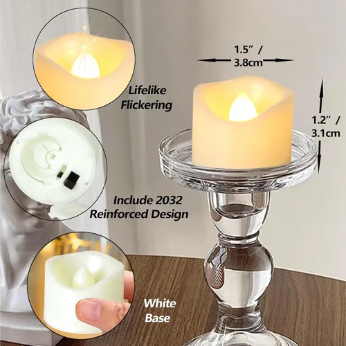 Miniatura 7 de Velas LED sin llama parpadeantes que funcionan con pilas, velas votivas para mesa del hogar, Halloween, Navidad, boda, fiesta, decoración, luces