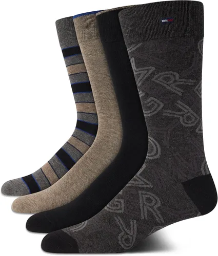 Tommy Hilfiger Calcetines de vestir para hombre, calcetines ligeros y cómodos (paquete de 4)