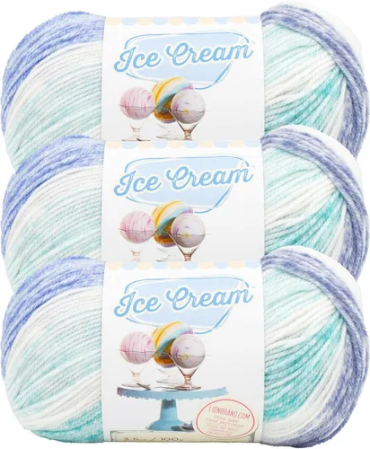 Miniatura 63 de Lion Brand Yarn, Hilo para Bebé Ice Cream para tejer, ganchillo y manualidades, Baseball Nut, 1 paquete, fibra acrílica colorida de peso DK