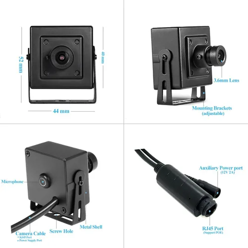 Miniatura 6 de Mini cámara IP POE de 5 MP, micrófono integrado, cámara de seguridad pequeña para interiores UltraHD con audio, lente de 0.142 in (75 ° FOV), Audio
