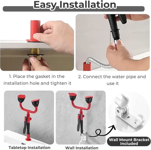 Miniatura 7 de Handheld Eyewash Station Bracket Portable Eye Wash Station, Portable Drench Hose Unit Spray Eye Wash For Lab Industrial, Wall-Mounted Emergency Eye