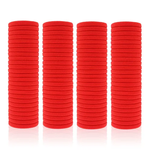 Miniatura 7 de Paquete de 100 ligas para el cabello sin costuras para mujeres y niñas, soportes para cola de caballo para cabello grueso (blanco)