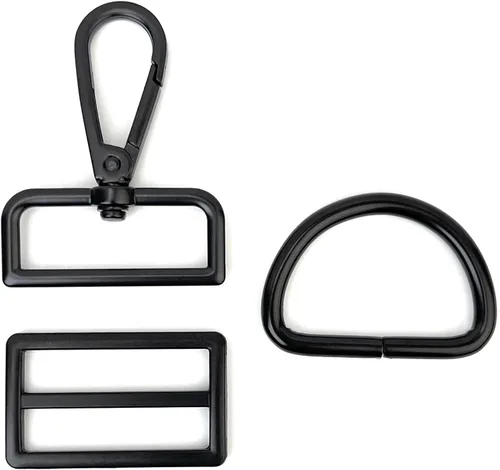 Miniatura 8 de 15 piezas de herrajes para bolso, ganchos giratorios de servicio pesado con anillos en D para bolso y hebillas deslizantes de tres guías