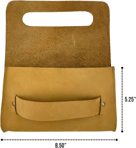 Miniatura 7 de Weatherproof Leather, Bolso de mano mediano femenino hecho a mano de gamuza - Old Tobacco, Tabaco Antiguo