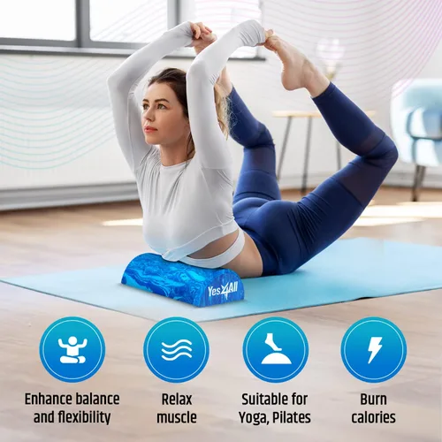 Miniatura 4 de Yes4All Rodillo de espuma firme de EVA para estiramiento, medio rodillo de espalda de yoga para masaje muscular para pilates, yoga, equilibrio