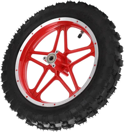 Miniatura 7 de Rueda trasera, neumático de goma Qiilu de 2.5 a 10 pulgadas, metal antideslizante + goma de repuesto para mini moto todoterreno de 47 cc, 49 cc, 2