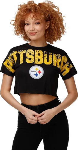 Miniatura 20 de FOCO NFL Womens NFL Team Logo Ladies Fashion Distressed Wordmark Petite Size Crop Top Shirt