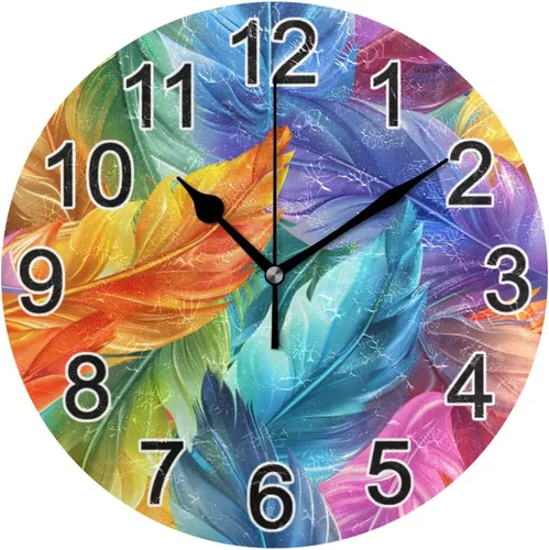 Miniatura 20 de Hummingbird - Reloj de pared de resorte redondo de 10 pulgadas, sin tictac, silencioso, funciona con pilas, reloj analógico atómico de cuarzo