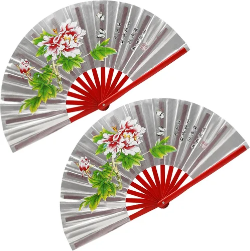 Miniatura 7 de ZooBoo Abanicos de mano derecha de bambú chino Taichi Kungfu ventilador de artes marciales deportes plegable ventilador de mano 13 pulgadas