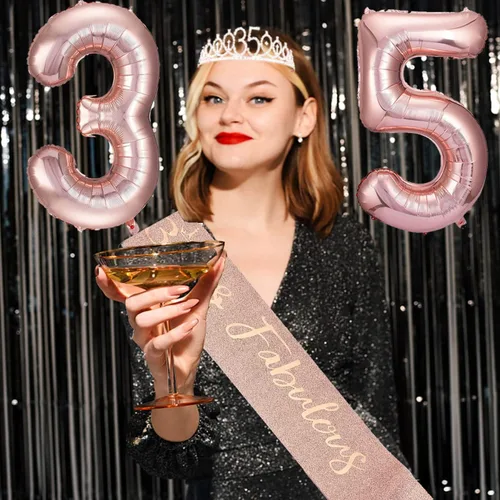 Miniatura 67 de Decoraciones de cumpleaños de 30 años para ella, banda y corona de cumpleaños de 30 años, adorno para pastel de cumpleaños y velas, tarjeta