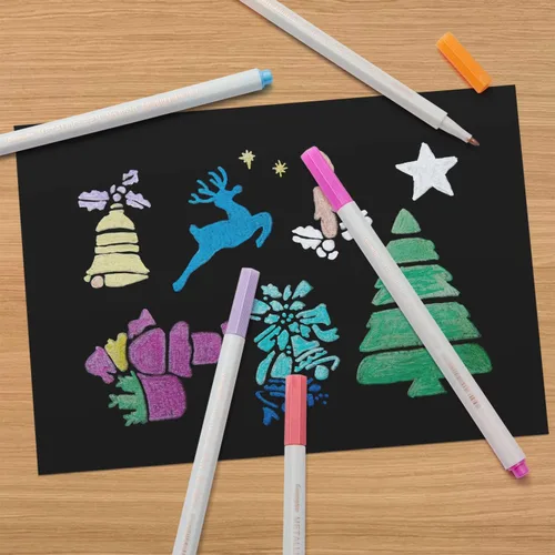 Miniatura 6 de YUANCHENG Rotuladores Metálicos, Juego de 12 Colores de Punta Fina para Papel Negro, Pintura en Roca, Huevo de Pascua, Calavera de Halloween