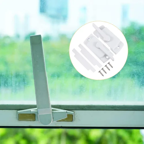 Miniatura 5 de Hemoton Paquete de 2 cerraduras deslizantes para ventana de doble colgado, cerradura de seguridad y reemplazo para ventanas correderas verticales