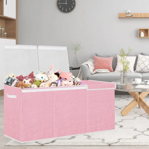 Miniatura 5 de Pantryily Almacenamiento de Juguetes para Niñas - Caja Baúl de Juguetes Extra Grande para Niños, Organizadores de Juguetes Plegables y Rosa