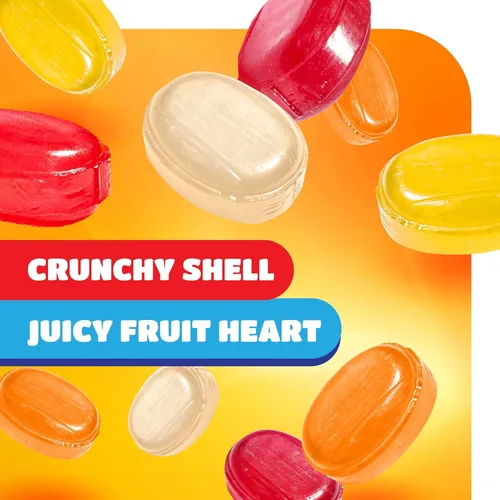Miniatura 9 de Caramelo duro relleno de frutas 1.5 libras aproximadamente 90 piezas Bonos de frutas surtidos envueltos individualmente, naranja, limón, fresa