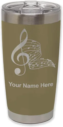 Miniatura 36 de LaserGram Vaso aislado al vacío de 20 onzas, notas musicales, grabado personalizado incluido (negro)