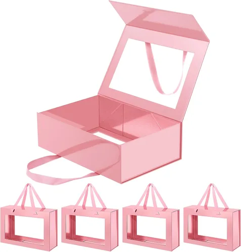 Miniatura 38 de Caja de regalo negra con ventana, caja de regalo magnética transparente para regalo, caja de propuesta de padrino de boda (10.5 x 7.5 x 3 pulgadas)