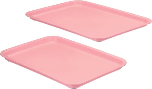 Miniatura 11 de PATIKIL Bandeja de comida rápida de 12 x 9, paquete de 2 bandejas rectangulares reutilizables de plástico multiusos para cafetería, restaurante, Azul