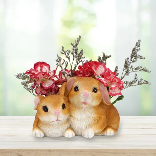 Miniatura 5 de Maceta de Conejo, Macetas Pequeñas para Suculentas con Drenaje, Bonitas Macetas de Resina para Suculentas con Forma de Conejo, Maceta Decorativa