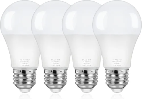 Miniatura 10 de ASOMST Paquete de 4 bombillas A19, bombilla LED equivalente a 100 W, blanco frío 6000K 1100LM 11W, base E26 no regulable, iluminación brillante, CRI