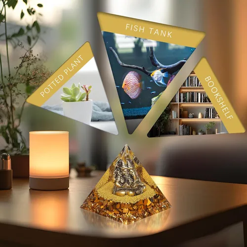 Miniatura 2 de FENGSHUI-CAISHEN Estatuas de Ganesha en pirámide de organita de cristal curativo, estatua de Ganesh, ídolo de Ganesha, figura de Ganapati Ganesh