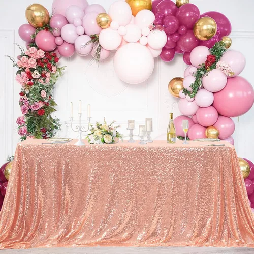 Miniatura 106 de Manteles redondos de lentejuelas negros para fiestas, de 121,9 cm, mantel redondo de purpurina ajustado, pequeño, lindo y dulce, para boda