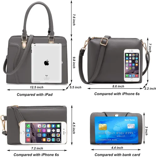 Miniatura 77 de Bolsos de mano de moda para mujer, bolsa de hombro, asa superior, bolsa de mano, juego de 4 piezas