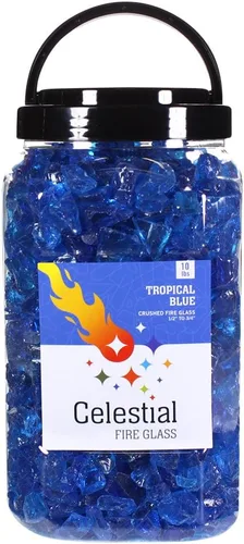 Miniatura 2 de Celestial Fire Glass - Triturado, azul tropical (1/2" a 3/4") Tarro de 10 libras