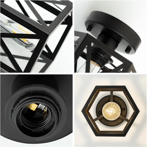 Miniatura 5 de Lámpara de Techo Moderna Semi-Empotrada, Lámparas de Techo Empotradas Hexagonales de 1 Luz para Accesorio de Iluminación de Comedor, Accesorios