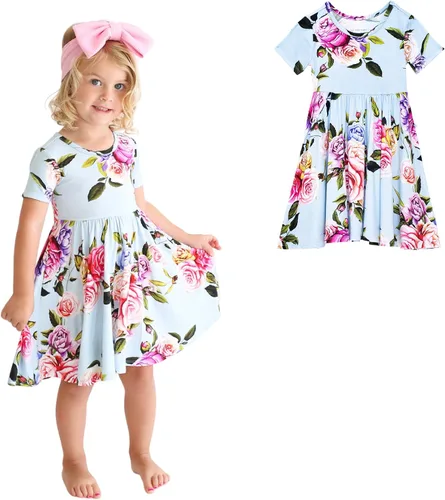 Miniatura 54 de Posh Peanut - Vestidos para niñas – Vestido suave para niña hecho con viscosa de bambú – Vestidos de otoño, primavera y verano para niñas