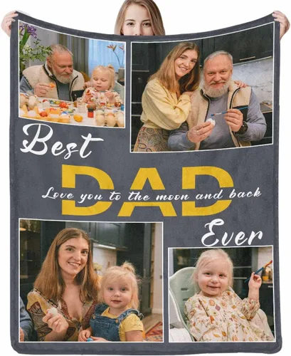 Miniatura 13 de Mantas personalizadas con fotos, manta para el día del padre: fabricada en Estados Unidos, mantas personalizadas con imágenes, manta personalizada