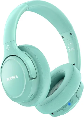 Miniatura 12 de BERIBES Auriculares Bluetooth sobre la oreja, tiempo de reproducción de 65 horas y 6 modos de música ecualizados, auriculares inalámbricos