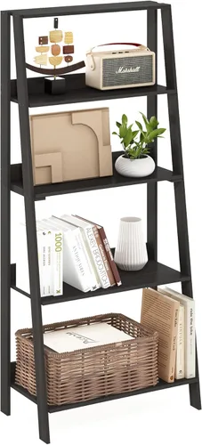 Miniatura 18 de Furinno Estantería de escalera de 4 niveles, estantería con diseño de marco abierto, estantes de almacenamiento de pie, estante de almacenamiento