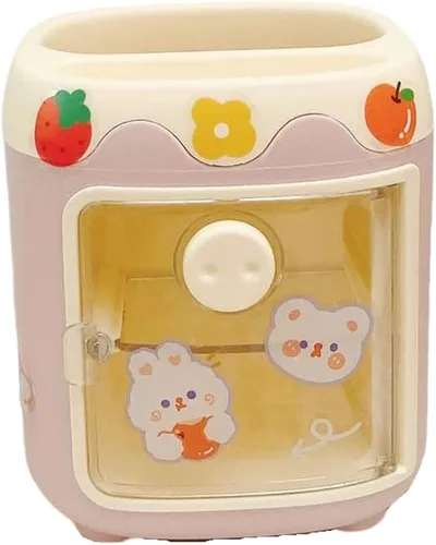 Miniatura 10 de MLAFE Kawaii Portalápices de Cerdo Lindo Cubo de Almacenamiento de Cosméticos Kawaii Cubo de Almacenamiento Multifuncional Cubo de Papelería de Azul