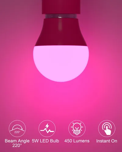 Miniatura 3 de ORALUCE Bombilla de porche rosa equivalente a 40 W, bombillas LED A15 para decoración e iluminación de fiestas de Halloween, Navidad, bombilla