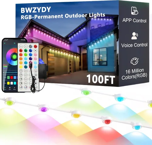 Miniatura 10 de Luces RGB Permanentes para Exteriores, Luces LED Inteligentes Impermeables para Aleros con Control de Aplicación/Remoto, Impermeables IP67 para DIY