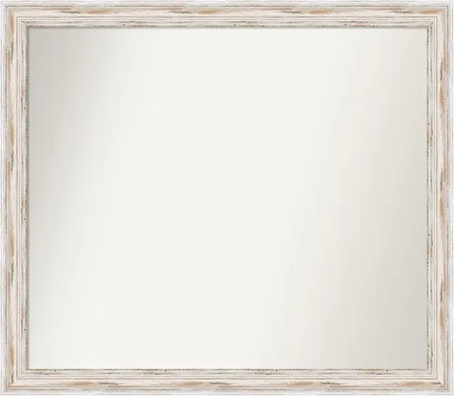 Miniatura 325 de Amanti Art Espejo de baño blanco para sobre el fregadero, 30 x 35 pulgadas, espejo de tocador rectangular estrecho de Eva de oro blanco, marco