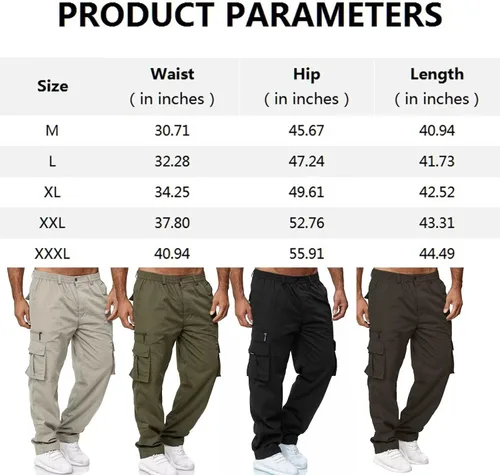 Miniatura 8 de Pantalones de carga para hombre, ligeros, tácticos, para senderismo, ajuste clásico, múltiples bolsillos