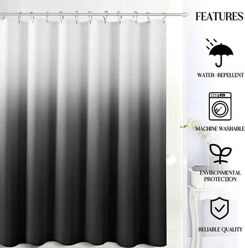 Miniatura 5 de Cortina de ducha para compartimento pequeño negra para hombres, 36 pulgadas de ancho, juego de cortinas de baño gris, cortinas geométricas estrechas