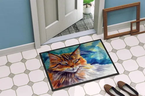 Miniatura 4 de Caroline's Treasures 7421JMAT - Tapete Maine Coon Cat Watching You de 24 x 36 pulgadas, para interiores y exteriores, para entrada, antideslizante