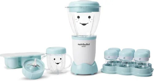Miniatura 2 de NutriBullet NBY-50100 Sistema completo de fabricación de alimentos para bebés, 32 onzas, blanco, azul, transparente