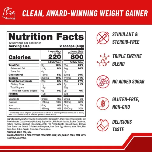Miniatura 2 de Naturade - Mezcla de bebida totalmente natural para ganar peso - Sin gluten, sabor delicioso, 1600 calorías por porciones - Ganador de masa
