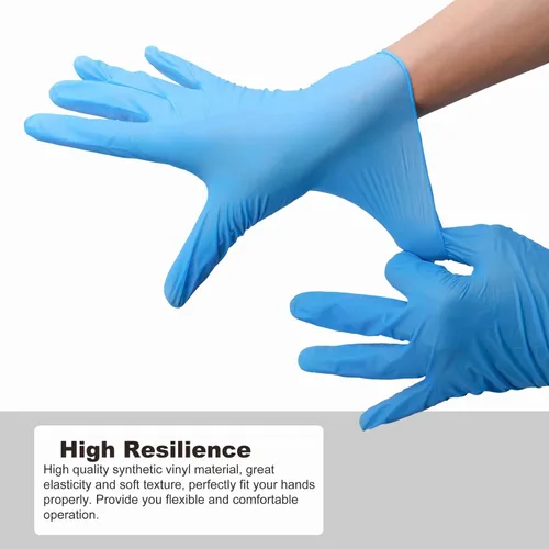 Miniatura 2 de Guantes desechables medianos, de mezcla de nitrilo y vinilo, sin látex, 100 unidades, guantes de grado alimenticio para limpieza, preparación de Azul