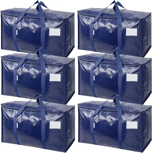 Miniatura 32 de TICONN Paquete de 2 bolsas de mudanza extra grandes resistentes con cremalleras y asas de transporte, bolsas de almacenamiento duraderas