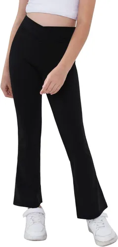 Miniatura 2 de Pantalones de yoga para niñas, cintura cruzada, pierna ancha, pantalones acampanados de entrenamiento de cintura alta