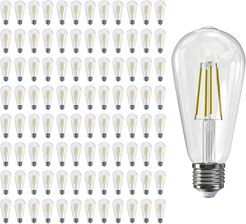 Miniatura 41 de Jensense Bombillas LED Edison E26, 60 vatios equivalentes, bombillas regulables, 2300 K, luz blanca cálida (cristal ámbar), estilo vintage