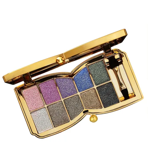 Paleta de sombras de ojos doradas brillantes – 10 colores brillantes sombra de ojos purpurina altamente pigmentada, de larga duración, impermeable,
