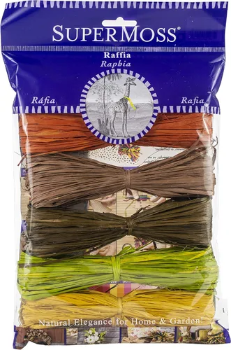 SuperMoss (40518) Kit de manualidades de rafia, otoño, Acción de Gracias (albahaca, dorado, óxido, terracota, marrón), 16 pulgadas cúbicas (paquete