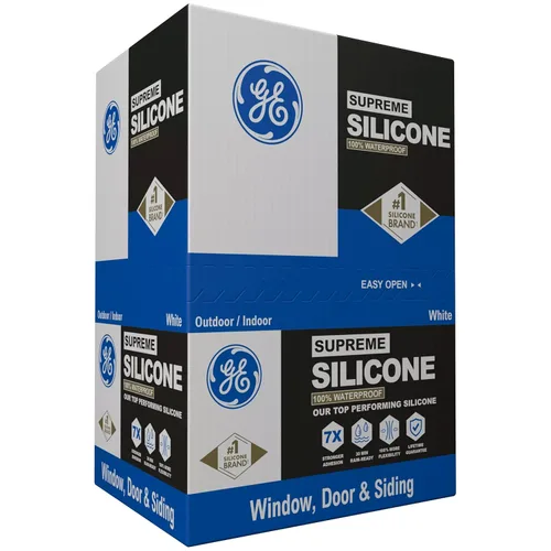 Miniatura 3 de GE Calafateo de silicona multiusos, transparente, cartucho de 10 onzas líquidas, paquete de 12 – Sellador de silicona 100% impermeable, adherencia
